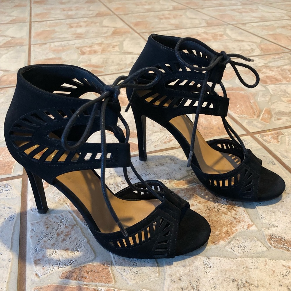 Black lace-up heels